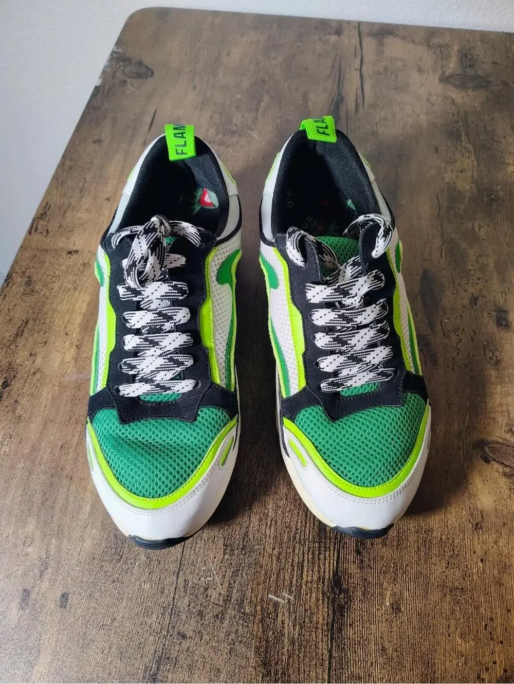 Sandro Women's Green Kermit Frog Leather Sneakers Sz 5.5 - Picture 2 of 9